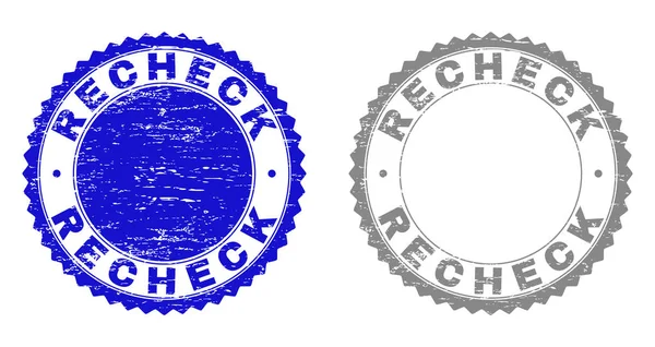Grunge RECHECK Textured Stamp Seals — Stock Vector
