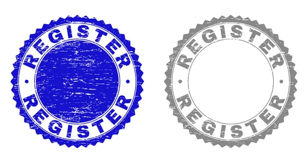 Grunge REGISTER Textured Stamp Seals — Stock Vector