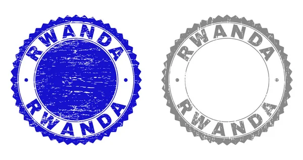 Selos de selos texturizados Grunge RWANDA — Vetor de Stock