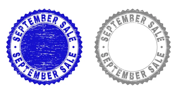 Grunge SEPTEMBRE VENTE Sceaux de timbre texturés — Image vectorielle