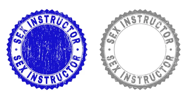 Grunge SEX INSTRUCTOR Textured Stamps — Stock Vector