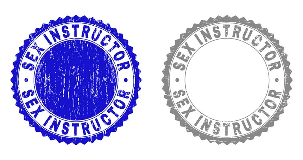 Grunge SeX INSTRUCTOR Textured Stamps — стоковый вектор