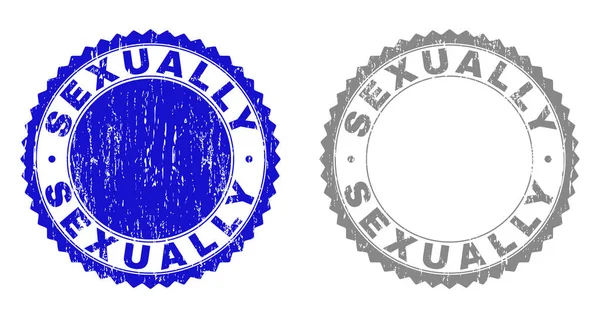 Grunge SeXUALLY Scratched Stamp Seals — стоковый вектор