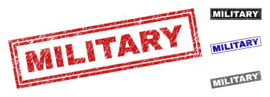 Grunge askeri dikdörtgen damga mühürler dokulu