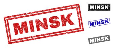 Grunge Minsk dikdörtgen damga mühürler dokulu