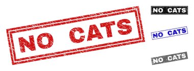 Grunge Hayır dokulu dikdörtgen damga mühürler kediler