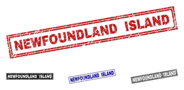 그런 지 뉴펀들랜드 섬 긁힌 사각형 우표 — 스톡 벡터