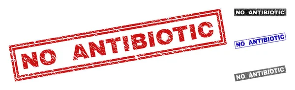 Grunge NO Rectángulo rayado antibiótico marcas de agua — Vector de stock