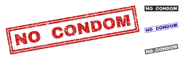 Grunge kein Kondom zerkratzte Rechteckstempel — Stockvektor