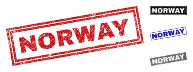 Grunge Norveç dikdörtgen damga mühürler çizik