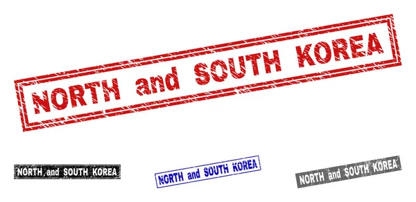 Север и юг Кореи нацарапали прямоугольные пломбы — стоковый вектор