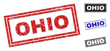 Grunge Ohio dikdörtgen damga mühürler dokulu