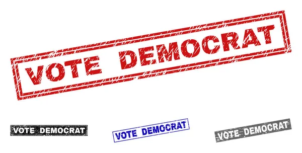 Grunge szavazás Demokrata szerkezetű bélyeg téglalap — Stock Vector
