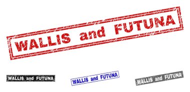 Grunge Wallis ve Futuna Adaları dikdörtgen damga mühürler dokulu