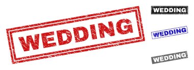 Grunge düğün dikdörtgen pullar çizik