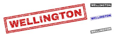 Grunge Wellington dikdörtgen damga mühürler çizik