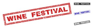 Grunge şarap Festivali dokulu dikdörtgen damga mühürler