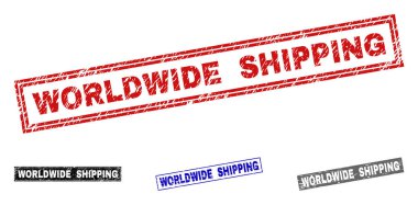 Grunge dünya çapında nakliye dikdörtgen damga mühürler dokulu