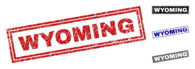 Grunge Wyoming dikdörtgen damga mühürler çizik