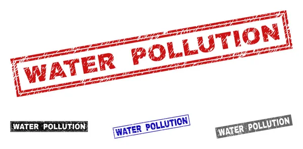 Grunge su kirliliği dikdörtgen pullar çizik — Stok Vektör