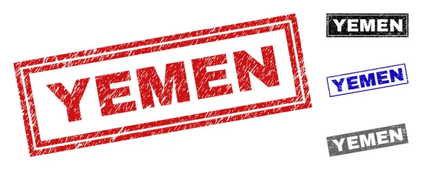 Grunge Yemen dikdörtgen damga mühürler dokulu