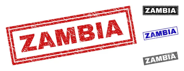 Grunge Sambia zerkratzte Rechteck-Wasserzeichen — Stockvektor