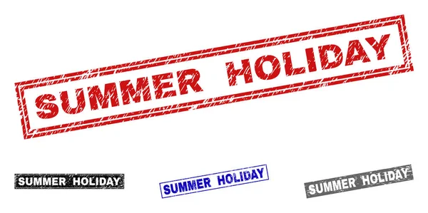 Sztuka lato wakacje porysowany prostokąt znaczki — Wektor stockowy