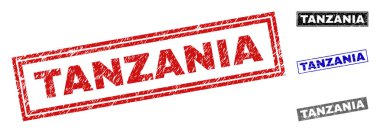 Grunge Tanzanya dikdörtgen pullar çizik