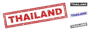 Grunge Tayland dikdörtgen damga mühürler çizik