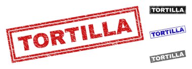 Grunge Tortilla dikdörtgen damga mühürler çizik