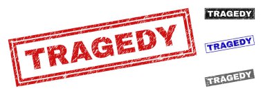 Grunge trajedi dikdörtgen damga mühürler çizik