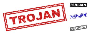 Grunge Truva çizilmiş dikdörtgen pullar