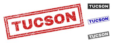 Grunge Tucson dikdörtgen damga mühürler çizik