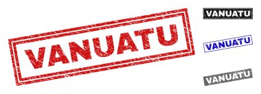 Grunge Vanuatu dikdörtgen damga mühürler çizik