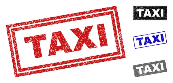 Grunge taksi dikdörtgen damga mühürler çizik — Stok Vektör
