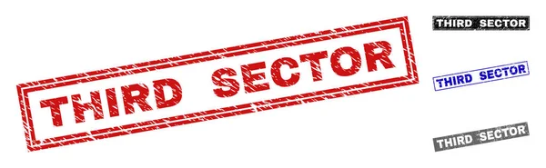 Grunge harmadik szektor szerkezetű bélyeg téglalap — Stock Vector