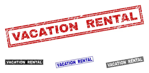 Grunge VACATION RENTAL Rectángulo texturizado marcas de agua — Archivo Imágenes Vectoriales