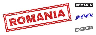 Grunge Romanya dikdörtgen damga mühürler çizik