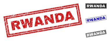 Grunge Ruanda dikdörtgen pullar çizik