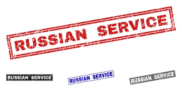 GRunge RUSSIAN SERVICE Rectángulo rayado marcas de agua — Vector de stock