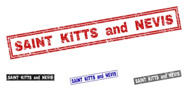 Grunge Saint Kitts ve Nevis dikdörtgen filigranlar çizik