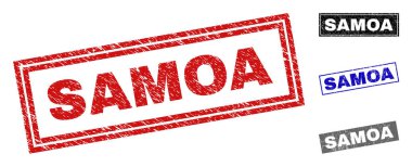 Grunge Samoa dikdörtgen damga mühürler çizik