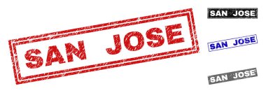 Grunge San Jose dikdörtgen damga mühürler dokulu