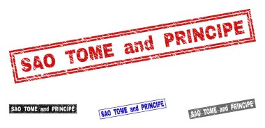 Grunge Sao Tome ve Principe dikdörtgen damga mühürler dokulu