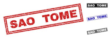 Grunge Sao Tome dikdörtgen pullar dokulu