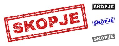 Grunge Skopje dikdörtgen damga mühürler çizik