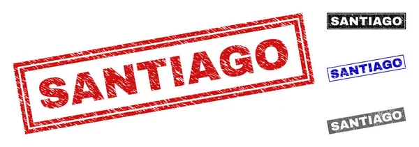 Grunge Santiago getextureerde rechthoek stempel zeehonden — Stockvector