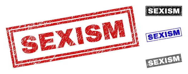 Grunge SEXISM Selos retangulares texturizados —  Vetores de Stock