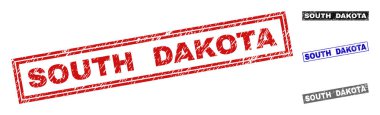Grunge Güney Dakota dikdörtgen damga mühürler çizik