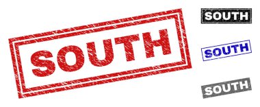 Grunge Güney dikdörtgen damga mühürler çizik